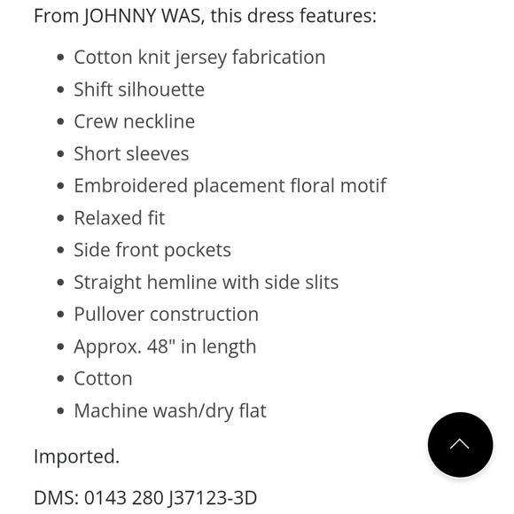 JOHNY WAS cotton t-shirt embroidered midi dress - Picture 7 of 7